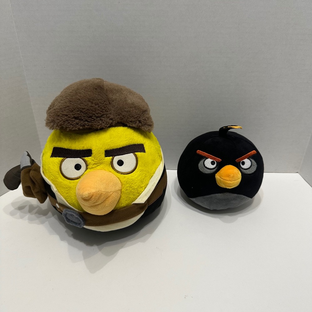 Angry Birds Plush Lot Bomb Bird & Star Wars Luke Skywalker Bird 2012